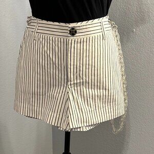 Cabi Blue and White Pinstriped Shorts